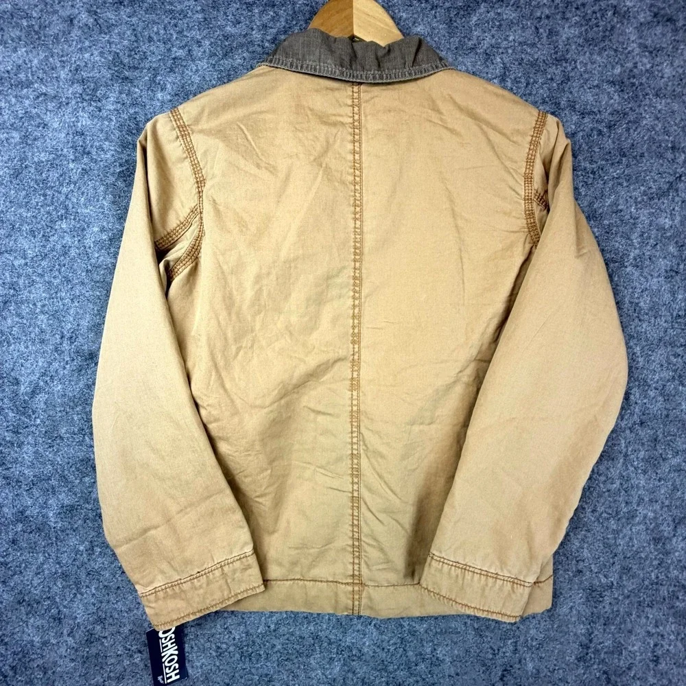 OshKosh‎ B'gosh Barn Jacket Boys 12A Camel Corduroy Collar Chore Coat Snap Front